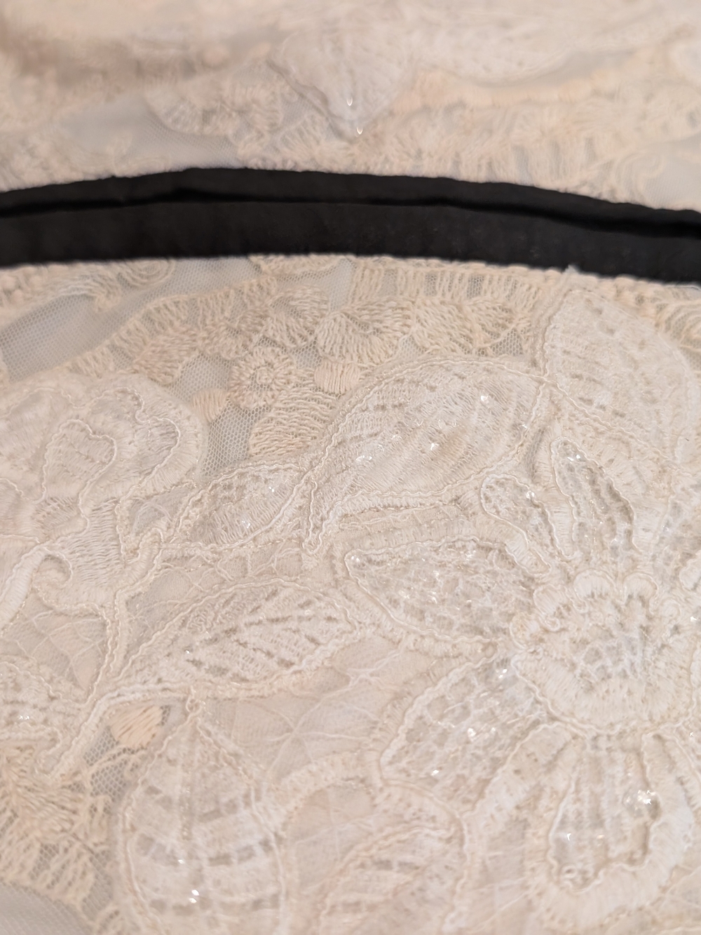 Ivory White Long Sleeve Embroidered Maxi Dress with Black Trim XS - Picture 9 of 12